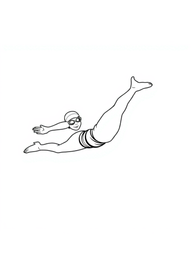 Vintage Swimmer Diving Coloring Page