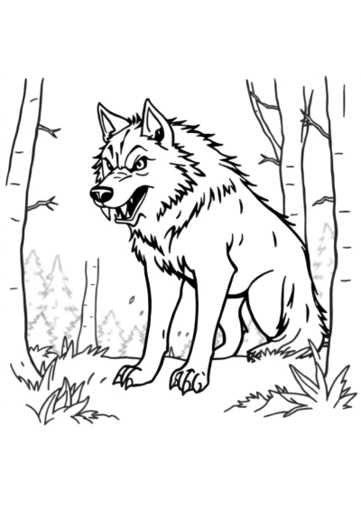 Werewolf In Forest Coloring Page