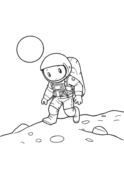 Wild Astronaut On Moon Coloring Page