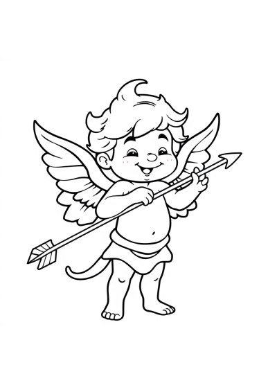 Wild Cupid With Arrow Coloring Page