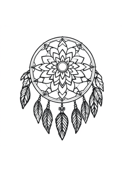 Wild Dreamcatcher Mandala Coloring Page