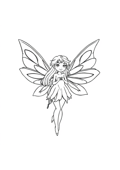 Wild Fairy With Wings Coloring Page