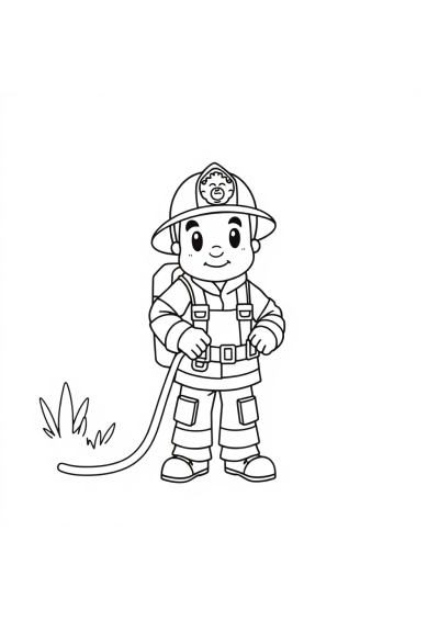 Wild Firefighter With Hose Coloring Page