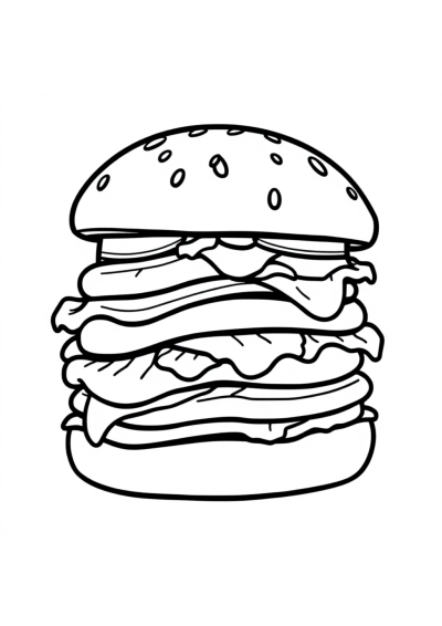 Wild Hamburger Coloring Page