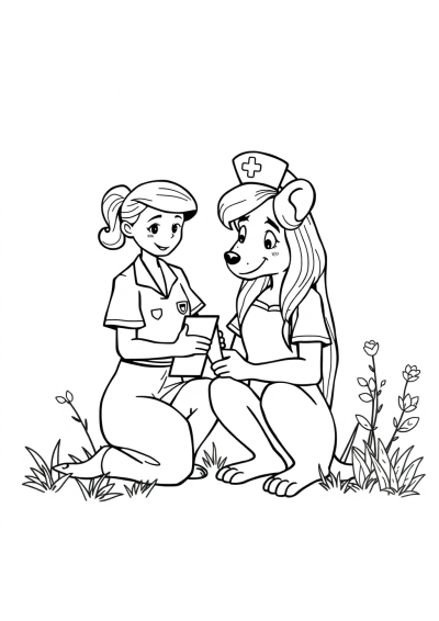 Wild Nurse Helping Coloring Page