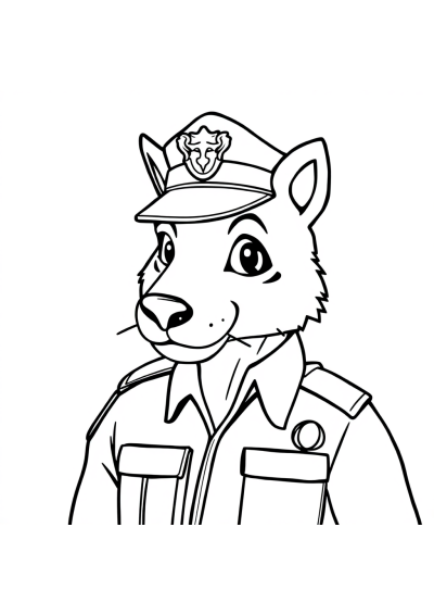 Wild Police Officer Coloring Page