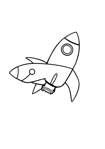 Wild Rocket Ship Flying Coloring Page