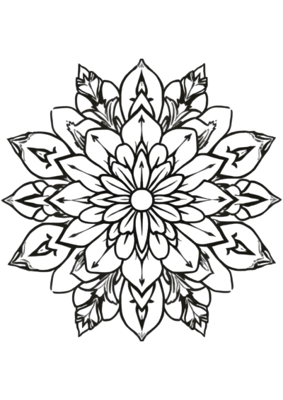 Wild Rose Mandala Pattern Coloring Page