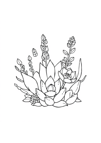 Wild Succulent Plants Coloring Page