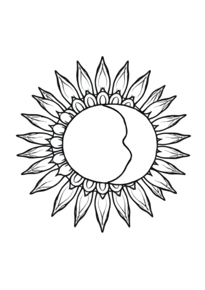Wild Sun And Moon Mandala Coloring Page
