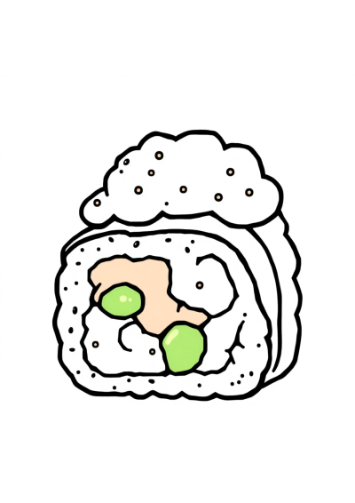 Printable Wild Sushi Roll Coloring Page