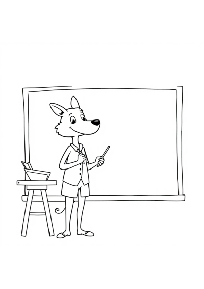 Wild Teacher At Blackboard Coloring Page