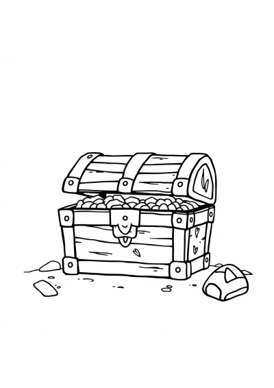 Wild Treasure Chest Coloring Page