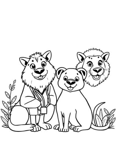 Wild Veterinarian With Pet Coloring Page