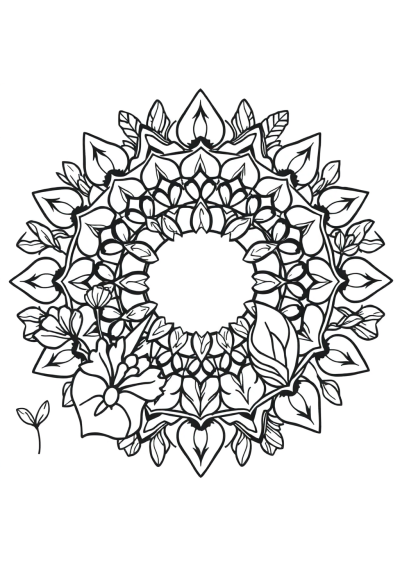 Wild Zen Garden Mandala Coloring Page