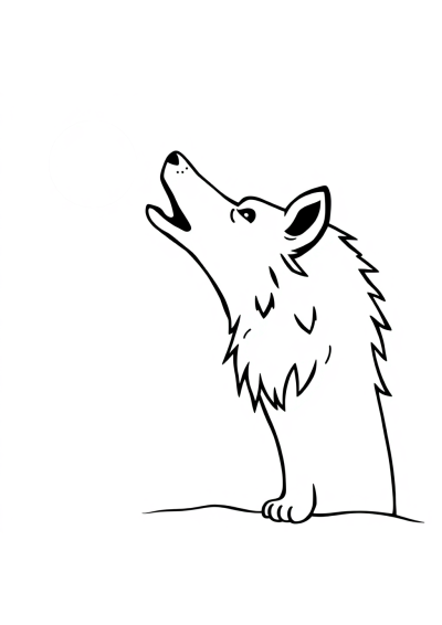 Wolf Howling At Moon Coloring Page