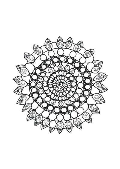 Zentangle Style Abstract Spiral Mandala Coloring Page