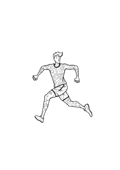 Zentangle Style Athlete Running Coloring Page