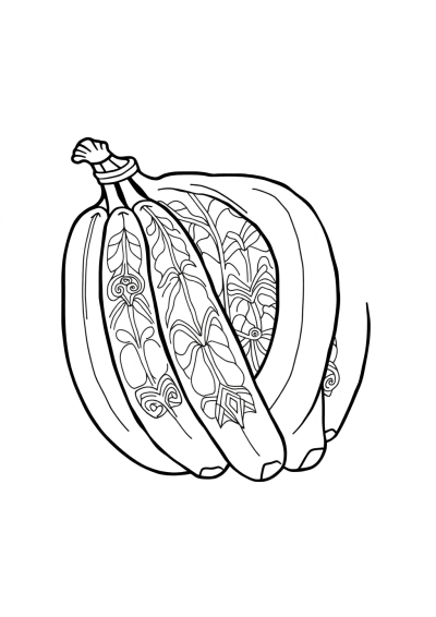 Zentangle Style Banana Bunch Coloring Page
