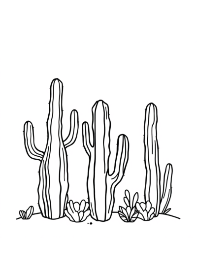 Zentangle Style Cactus Desert Coloring Page