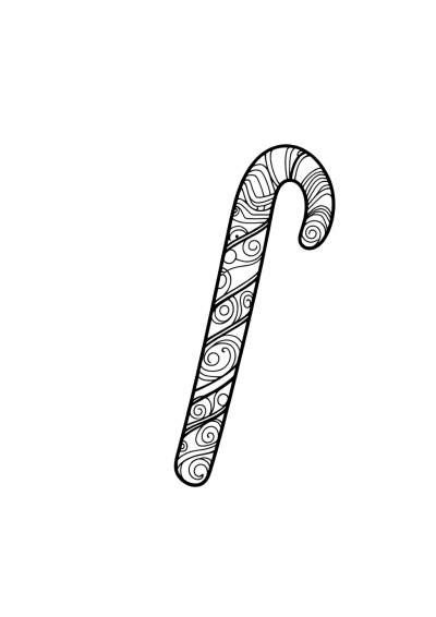Zentangle Style Candy Cane Coloring Page