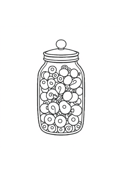 Zentangle Style Candy Jar Coloring Page