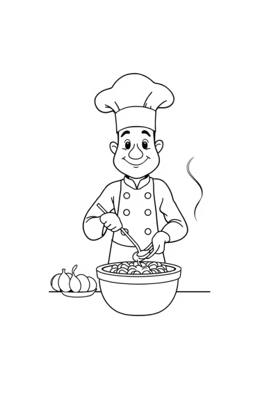 Zentangle Style Chef Cooking Coloring Page