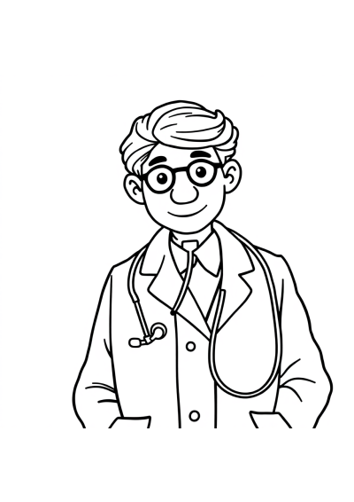 Zentangle Style Doctor With Stethoscope Coloring Page