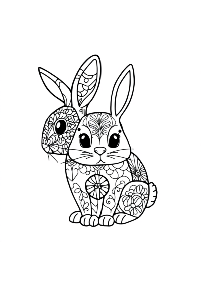 Zentangle Style Easter Bunny Coloring Page