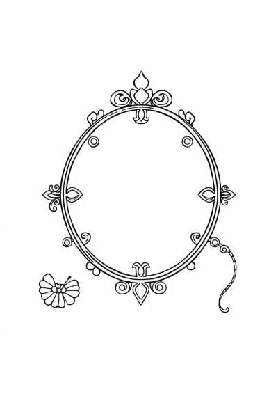 Zentangle Style Enchanted Mirror Coloring Page