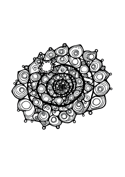 Zentangle Style Galaxy Spiral Coloring Page