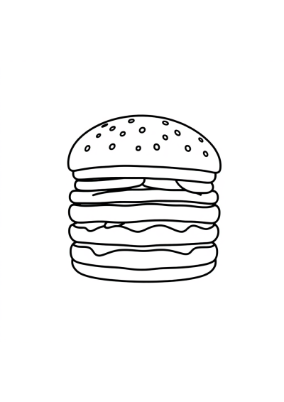 Zentangle Style Hamburger Coloring Page