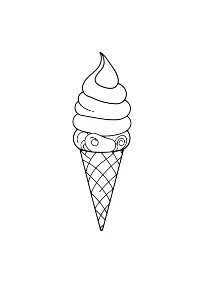 Zentangle Style Ice Cream Cone Coloring Page