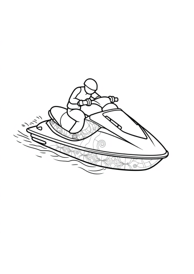 Zentangle Style Jet Ski Coloring Page
