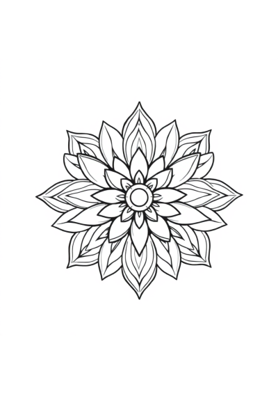 Zentangle Style Lotus Mandala Design Coloring Page