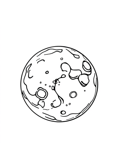Zentangle Style Moon Surface With Craters Coloring Page