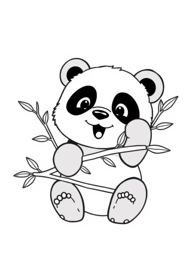 Zentangle Style Panda Eating Bamboo Coloring Page