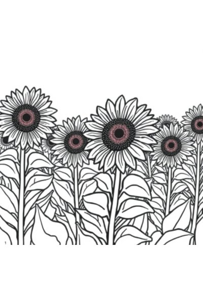 Zentangle Style Sunflower Field Coloring Page