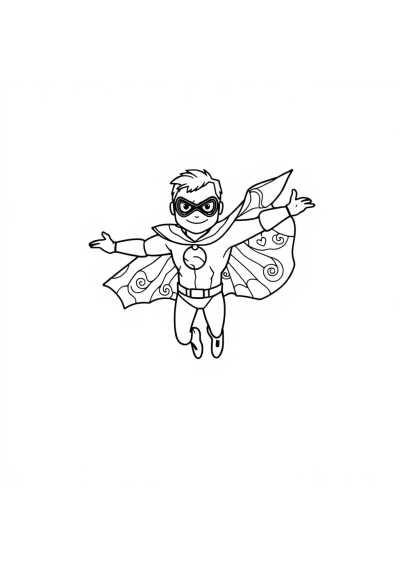 Zentangle Style Superhero Flying Coloring Page