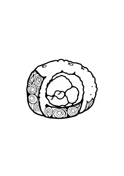 Zentangle Style Sushi Roll Coloring Page