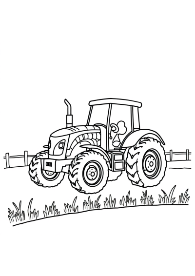 Zentangle Style Tractor On Farm Coloring Page