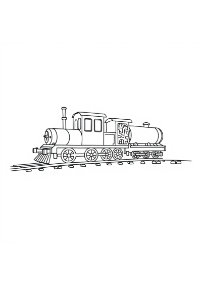 Zentangle Style Train On Tracks Coloring Page