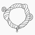 A simple cartoon drawing of a candy cane in black and white line art, featuring bold outlines and no shading, ideal for children's coloring activities.