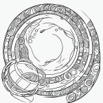 A cartoon planet with rings, featuring bold black outlines on a plain white background, designed as a fun and child-friendly coloring page.