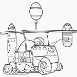 Cartoon-style space rover on Mars with bold black outlines, set against a plain white background, designed for children to color and enjoy.