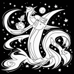 Cartoon comet coloring page featuring a long tail, bold black outlines, and a plain white background, perfect for child-friendly coloring fun.