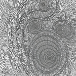Vector clipart of a galaxy spiral swirl coloring page with bold black outlines on a plain white background, designed for children and creativity inspiration.