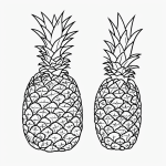 A simple cartoon drawing of a pineapple, coloring page style, featuring bold outlines and no shading, perfect for kids' art activities.