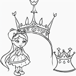 A simple cartoon drawing of a princess wearing a crown, designed in a kid-friendly coloring page style with black and white line art and thick outlines.