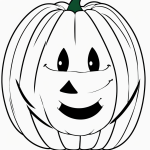 A simple cartoon drawing of a pumpkin with a smile, designed in a coloring page style featuring bold outlines and no shading, perfect for creative coloring.